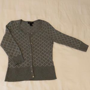 WHBM gray cardigan sweater with snap front.